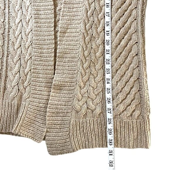 Talbots Collection Long Cable Knit Wool Angora Cashmere Cardigan Sz M Neutral - Picture 8 of 8